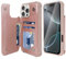 VANAVAGY Compatible for iPhone 16 Pro Max Wallet Casewith Credit Card Holder,Rfid Leather Flip Folio Cover Fits Magnetic Car Mount and Stand with Screen Camera Protector,Rose Gold