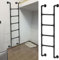 Schwarze Schmiedeeiserne Kellerfenster-Leiter aus Metall, Hochbettleiter, Wandmontage, Kletterleiter für Hochbetten, Außendeck, Wohnmobile, Wohnungen, 279,4 cm