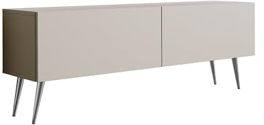 3E 3xE living.com TV-Schrank: Zwei Türen, Zwei Regale, Farbe Kaschmir, Chrombeine, A: B: 140 cm, H: 52 cm, T: 32 cm,