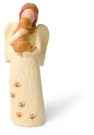 Angel Dog Figurine of Friendship, Dog Memorial Gifts for a Grieving Pet Owner, Resin Sculpted Hand-Painted Pet Memorial Statue for Dogs Lovers