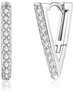 Estrellique 925 Sterling Silber Creolen Ohrringe für Damen - Hypoallergene Herz/Stern/Dreieck-Form Geometrische Knorpel Schlafen Ohrringe Mit Zirkonia - Geschenk