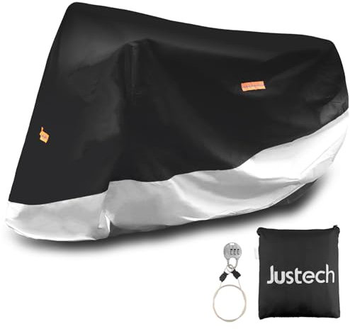 Justech Motorbike Cover Motorcycle Cover Outdoor Oxford Fabric Indoor Protection Dustproof Windproof for Outside Storage Scooter Cycle Moped Cover 245 * 105 * 125CM