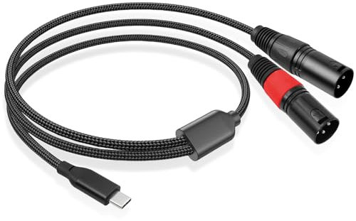 USB-C auf Dual-XLR-Stecker, XLR-Verzweigungskabel, Mikrofonkabel Doppel Stereo Verstärker Kabel mit PC Telefon Tablet Power Amplifier Audio Kabel für Tonaufnahmen, Dynamisches Mikrofon (3M)