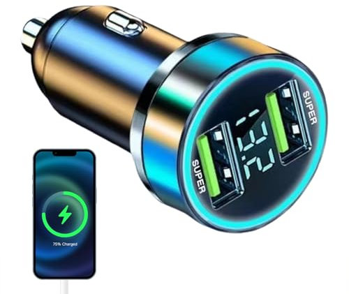 Cargador de teléfono para automóvil, Cargador de automóvil, Cargador USB de doble puerto, Cargador de coche USB de 240W, adaptador de carga rápido para coche PD QC 3,0, cargador de coche para teléfono