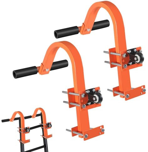 WUDLEP 2er-Pack Leiterhaken mit Rad, 500 lbs Gewicht Leiter Dach Heavy Duty Stahlleiter Stabilisator, Gummi Grip, T Typ Stange, schnelle und einfache Einrichtung