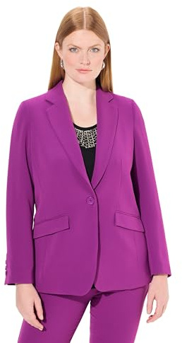 Ulla Popken Damen große Größen Übergrößen Plus Size Blazer, Reverskragen, Klappentaschen, Knopfverschluss Brombeere 46 811944825-46