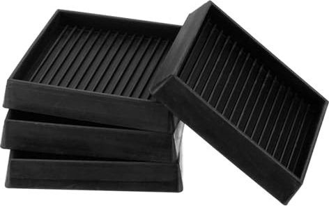 PATIKIL 3 Pouces Patins en Caoutchouc pour Meubles, 4 Paquets Dessous de Verre Antidérapants Carrés Anti-Dérapants Protecteurs de Sol pour Pieds de Meubles de Lit Canapé, Noir