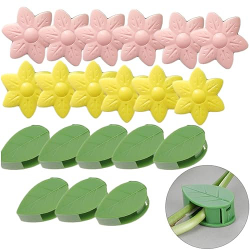 20 Pack Leaf Shaped Plant Climbing Clips - Reusable Wall Fixing Clips for Indoor/Outdoor Vines, Ivy, Roses - Gentle & Durable Plant Support Clips for Brick, Wood, Trellis (Green Mixed Packaging)