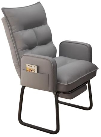 CYQQRDZSW Chaise Bureau sans roulettes, Fauteuil Bureau Ergonomique, Siege Gaming, Chaise Patron a Domicile, Chaise Canapé, Assise Confortable a Long Terme, Adaptée Salle Conférence, Réunion(Gray)