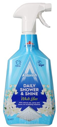 Astonish Daily Shower and Shine, Vegan and Cruelty-free Shower Spray, 750ml, White Lilies