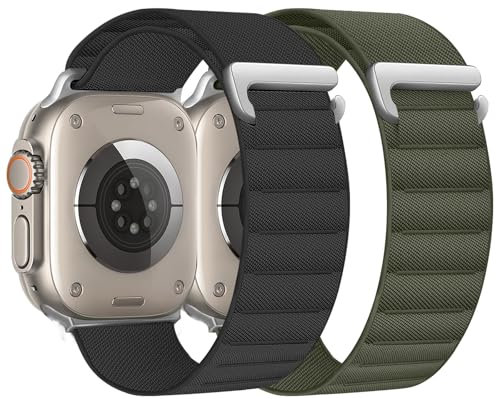 chinbersky 2 Stück Alpine Loop Armband Kompatibel mit Apple Watch Armband 40mm 41mm 38mm 42mm(Series 10), Stoff Verstellbare Sport Nylon Ersatzarmband für iWatch SE Series 10 9 8 7 6 5 4 3 2 1