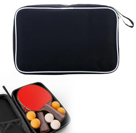 Bolsa de Tenis de Mesa para Bate, Funda Pala Padel, Bolsa de Almacenamiento para 2 Raqueta, Funda para Raqueta de Tenis de Mesa, Impermeable Funda, Compartimiento para 3 Pelotas, 29 x 19 x 6 cm