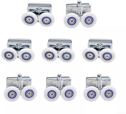 Duschtür-Hardware, 8 Stück, 23 mm, ABS-Rollen, Laufrollen, Ersatz-Set oben und unten für gebogene Schiebetüren