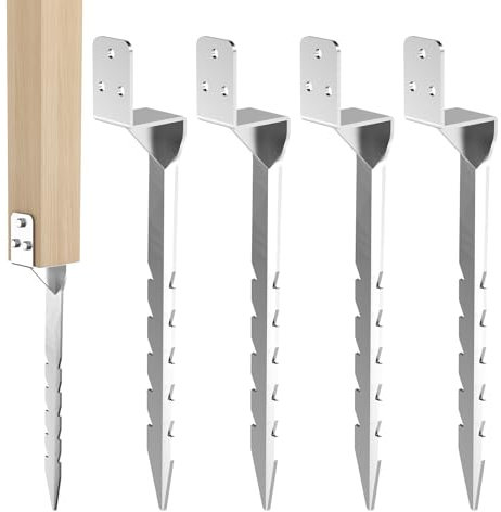 nomiou 4er Set Einschlaghülse Schaukel Bodenhülse L-Form aus feuerverzinkt Stahl Pfostenträger zum Einschlagen Erdanker Bodenanker für Holzpfosten Einschlagbodenhülse Bodenanker für Schaukel