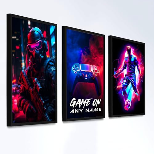 NotNiceThings Customised Gaming Prints, Gaming gift, Bedroom Prints, Boys Bedroom, Teenager, Gift for son, Set of 3, Gamer Decor, Posters