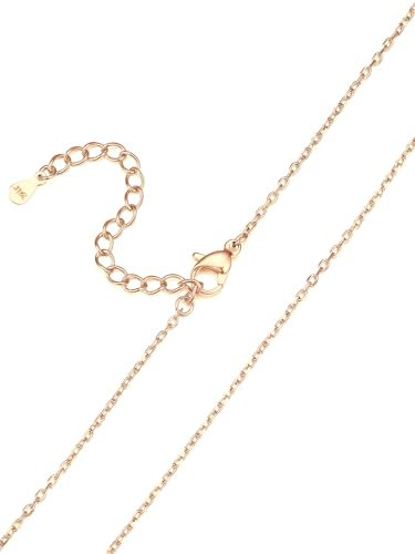 Suplight Catenina da Donna e Uomo Oro Rosa Catena Sottile Unisex in Acciaio Inossidabile Placcato Oro Rosa Catenina Acciaio Donna Sottile 1,4mm Lunghezza 51cm Confezione Regalo