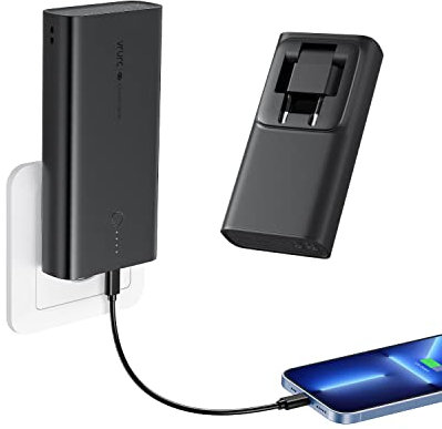 VRURC Power Bank 10000mAh con Pieghevole Spina,Powerbank USB C 22.5W Carica Rapida Caricatore Portatile QC 3.0 PD 4.0 con 2 Ingressi & 3 Uscite