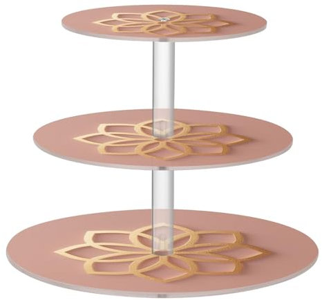 Elegante vassoio in acrilico a forma di floreale in oro rosa impermeabile a tre strati per pallet da cucina Mesa De Dulces para Fiesta