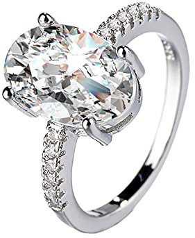 True Moissanite Ring, groß, oval, Eierring, weiblicher Schmuck, Teenager, trendig, 6号, Aluminiumlegierung, Kein Edelstein