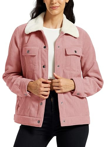 MoFiz Veste Polaire Femme Blouson Hiver Chaud Veste Velours Côtelé | Chaud Veste Sherpa, Veste Hiver à Boutons, Élégant, Veste Mi‑saison, Veste Décontracté, Lavage Machine.