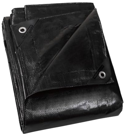 GUARD SHIELD Black Tarpaulin 3m x 3m Waterproof Tarp with Eyelets UV Resistant Multi-purpose for Outdoor 120g/m²