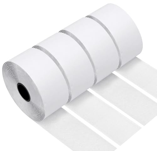 QILIMA 4 rotoli di nastro biadesivo bianco pesante, autoadesivo, con gancio e anello, chiusura ad incastro di resistenza industriale, 5 cm x 5 m