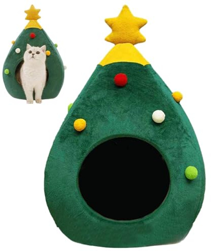 Weihnachtshöhle - Katzenbetthöhle Weihnachten | Haustier Weihnachtsbaum -Katzenbetten Haus, tragbares Welpenhaus, Haustierzeltkatze Höhlennest für kleine Tiere