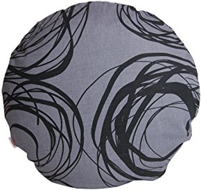 beties „Mystik“ Kissenhülle Ø ca. 50 cm Kissenbezug rund abstraktes Kringel-Design in schwarz auf dunklem Background in 100% Baumwolle Platin-Schwarz