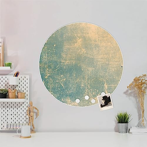 banjado Magnettafel Ø 47cm Weiß - Magnetwand aus Metall - Magnetpinnwand als Memoboard - Pinnwand Magnettafel Küche, Büro, Kinderzimmer inkl. 4 Magnete & Montageset - Patina Grün