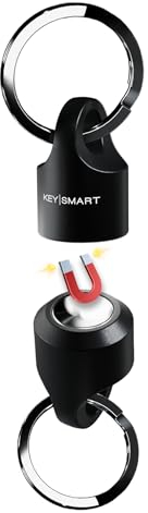 KeySmart MagConnect - Magnetischer Schlüsselanhänger - Schnell und sicher Schlüssel anbringen und lösen - Lässt sich einfach an Tasche, Geldbörse und Gürtel anbringen (1er Pack, Schwarz)