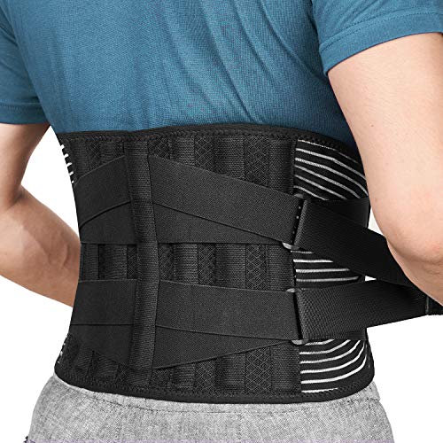 FREETOO Faja Lumbar Para Hombre y Mujer con 6 varillas de soporte, Cinturón Lumbar con Doble Ajuste, Transpirable Faja Lumbar Hombre Trabajo (XL(waist:45.3''-55.1'')
