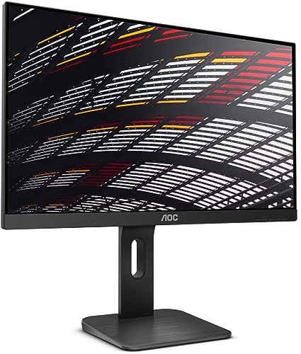 AOC 24P1 Monitor 24 Pulgadas FHD, 60Hz, IPS, 5 ms GtG, Altura Ajustable, Altavoces (1920x1080, 1x HDMI 1.4, 1x DP 1.2, USB-Hub), Negro