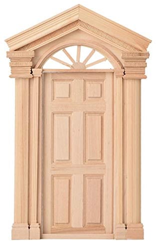 1:12 Doll House DIY Mini Door, Wooden Steepletop Window Sun Door for Dolls Dollhouse Furniture Accessories for Over 3 Years Kids