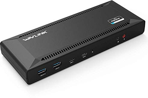 WAVLINK - Docking station USB C Dual 4K con ricarica da 60 W per sistemi Windows USB Type-C e Thunderbolt 3, schermo singolo video 5K con 2 porte display e HDMI, 6 porte USB 3.0, Gigabit(rinnovato)