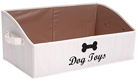 Morezi Heimtierbedarf Aufbewahrungsbox, canvas hunde Spielzeugkiste, faltbare Hundespielzeug Aufbewahrungsbox, rechteckig- Beige