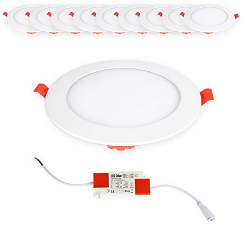 Xtend EcoLight 10x LED Einbaupanel rund weiß Ø145mm Neutralweiß 4000K 9W PLm