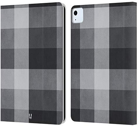 Head Case Designs Gris Noir Motifs Écoissais - Collection Étui Portefeuille en Cuir Compatible avec Apple iPad Air 11 2020/2022/2024/2025
