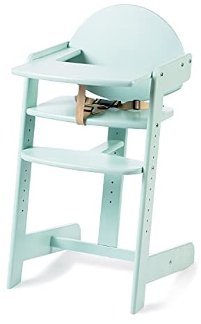 Geuther Hochstuhl FILOU UP Baby Hochstuhl mit Tisch Mitwachsender Babystuhl mit 3-Punkt Sicherheitsgurt Rückenteil & Fußtrittbrett Extra hohe Lehne für gesunde Sitzhaltung Mint