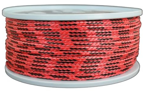 Dyneema Flechtschnur Seil Dyneemaseil Flechtleine aus Dyneema - Durchmesser 4mm - 100 Meter Fb.rot-schwarz
