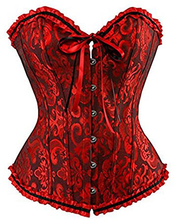Felcia Women's Corsets Sexy Brocade Overbust Lace up Boned Corsets Shapewear Outfit