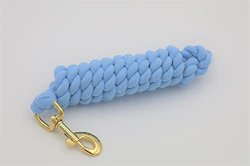 Führstrick für Pferde, Pony, Baumwolle, mit Messingclip, 1,8 m, Hellblau