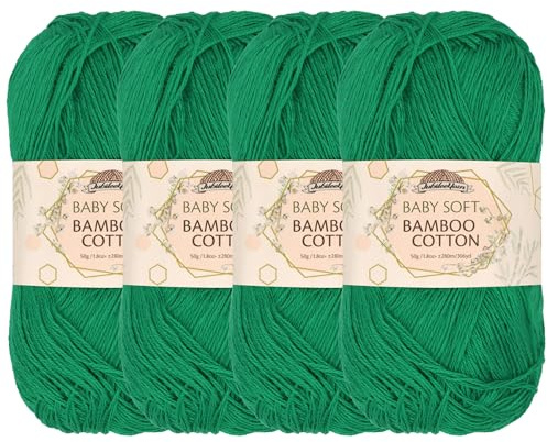 JubileeYarn Baby Soft Bamboo Cotton Yarn - 50g/Skein - Pine Needle - 4 Skeins