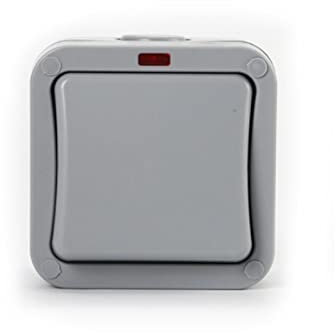 Weatherproof Switch Light Switch IP65 Outdoor Single Switch Dust-Proof Switch Outdoor Grey Dust Sockets Box for Outdoor Garden Bathroom Workshop Balcony-1 Gang