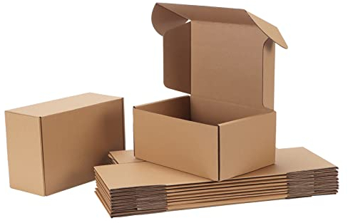 Pemtow 9x6x4 Versandkartons 20 Stück braun Wellpappe Literatur Versandkarton für Verpackung, Versand, Geschäft