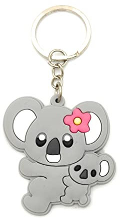 Promotech Porte-clés en caoutchouc adorable maman koala et bébé : Un câlin miniature pour les filles et les femmes │ Porte-clés │ Koala │ Cadeau │ Amour │ Filles │ Femmes