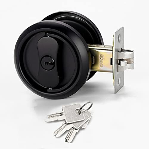XIUXLI Passage Door Handle Lock Knobs Lockset-Round Pocket Door Lock,Privacy Door Latch Lock,Stainless Steel 304 Storeroom Locks,Bed Room,Kitchen,Bathroom,Laundry Room Doors Privacy Locks(Black)