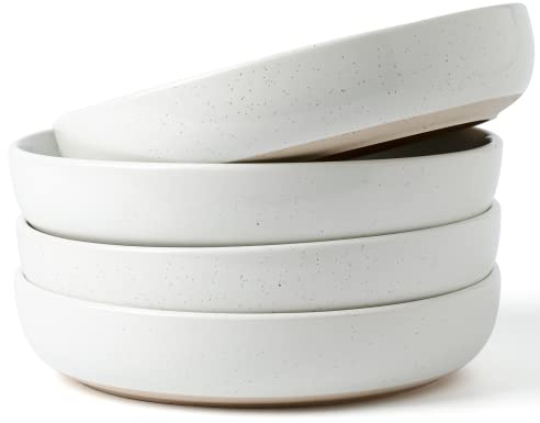famiware Milkyway 33 oz Pasta Bowls Set of 4, White