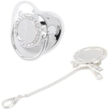 Set di clip per ciuccio per neonati, ciuccio sicuro, squisito ciuccio per ricordi, decorazione fotografica fai-da-te, design ergonomico per la fotografia, da 6 a 18 mesi(argento m)