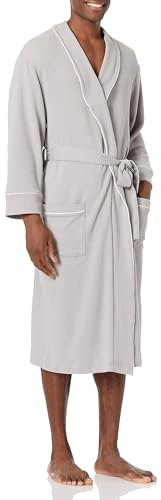 Amazon Essentials Herren Leichter Waffel-Bademantel (Erhältlich In Den Größen Schwer Und Groß), Hellgrau, 3XL Große Größen