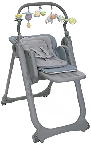Chicco Polly Magic Relax Seggiolone Pappa per Bambini 0 Mesi - 3 Anni (15 kg), Regolabile con 4 Ruote, Reclinabile a Sdraietta, Chiusura Compatta, Barra Gioco e Cuscino Riduttore, Cerulean, 1.0 Piece